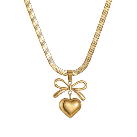 Buy Gold Plated Anti Tarnish Bow Knot Heart Themed Pendant in Bulk at ...