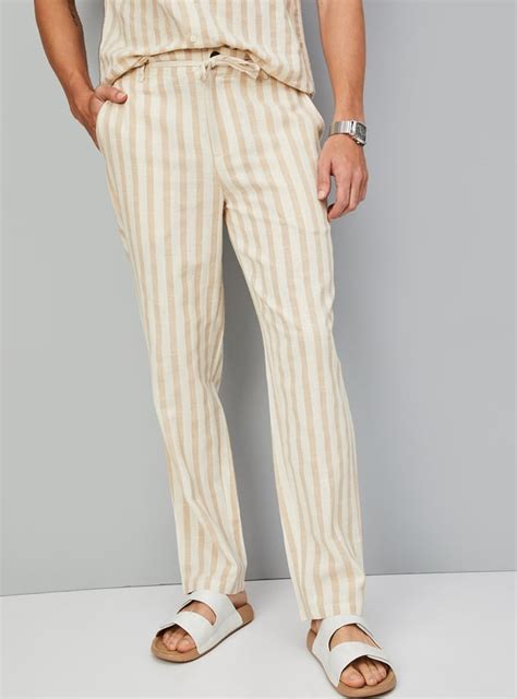 Buy Men Striped Drawstring Waist Pants Online at just Rs. 799.0 ...