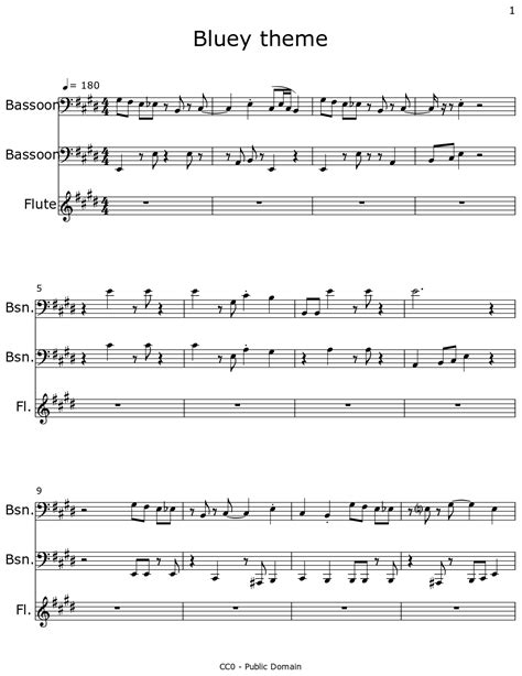 Bluey theme - Sheet music for Bassoon, Flute