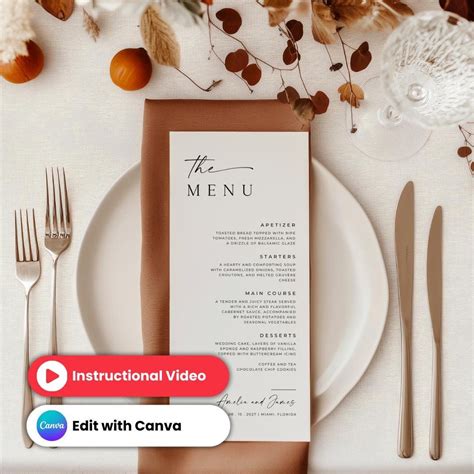 Wedding Dinner Menu Template