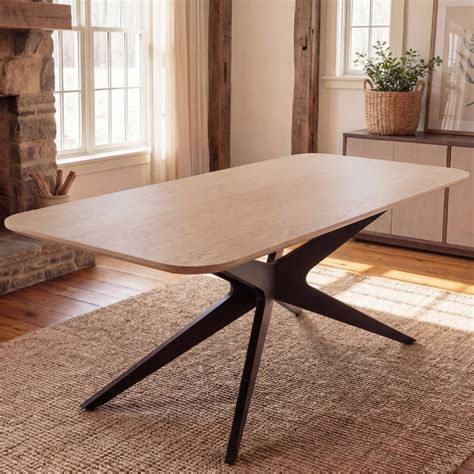 George Oliver 69.3" Rectangle Pedestal Dining Table With Metal Base ...