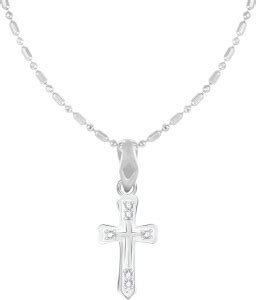 VK Fashion Jewels Christain Cross Pendant with Chain Rhodium Cubic ...