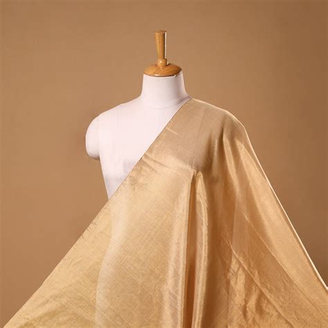 Beige Handloom Full Tissue Gold Zari Double Tone Chanderi Silk Fabric