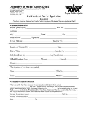 Fillable Online modelaircraft Application for Possible AMA Record ...