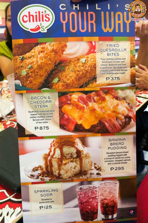 Chili's Restaurant Printable Menu With Prices
