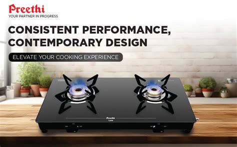 Preethi Luxe 2 Burner Glass Top Gas Stove With Driptray Less Infinity ...
