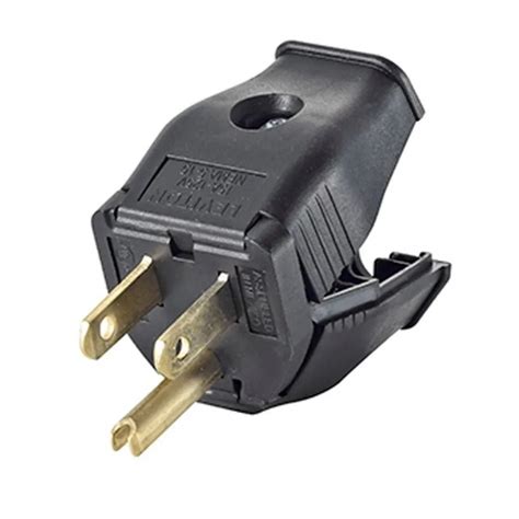 LEVITON 3-Wire Polarized NEMA 5-15P Plug - 15 A/125 V - Black - 601254