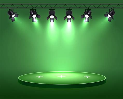 Spotlights realistic composition with set of six spot lights hanging on ...
