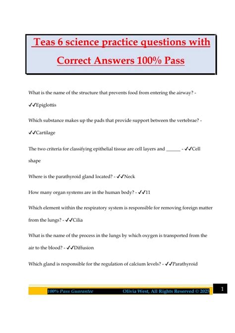 Teas 6 science practice questions with Correct Answers 100% Pass - Teas ...