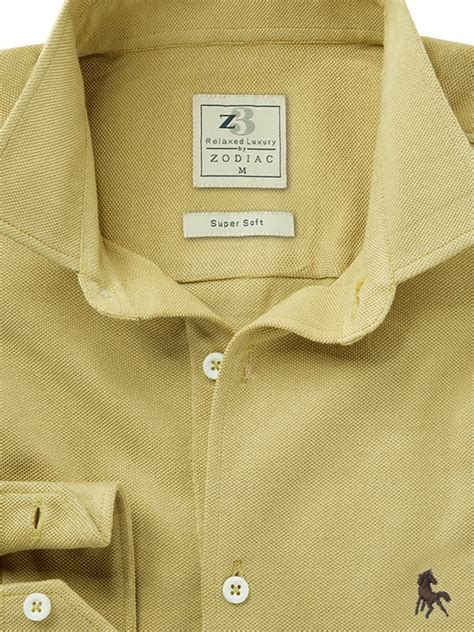 Ralph Knitted Beige Solid Full Sleeve Tailored Fit Casual Cotton Shirt ...