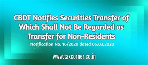 CBDT Notifies Securities Transfer of Which Shall Not Be Regarded as ...