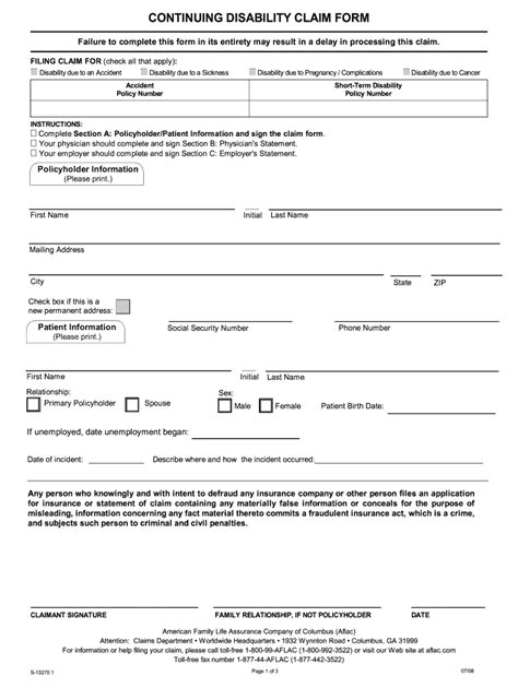 Image result for Aflac Continuing Disability Claim Form