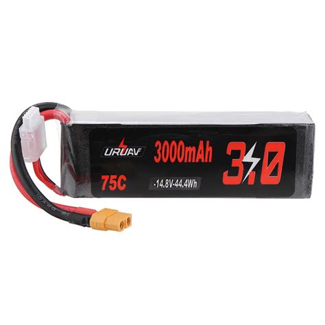 Uruav 14.8v 3000mah 75c 4s lipo battery xt60 plug for rc racing drone ...