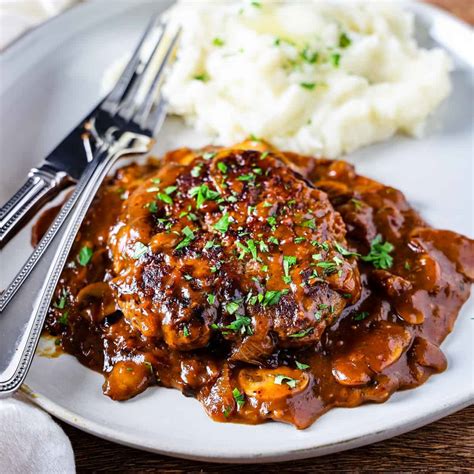 Easy Salisbury Steak with Mushroom Gravy - Dishes With Dad