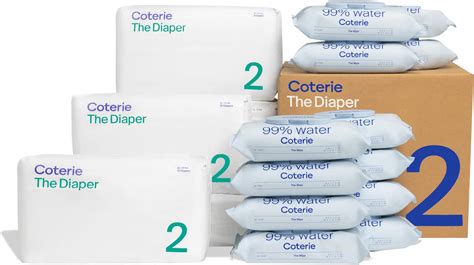 Amazon.com: Coterie Baby Wipes + Diapers Kit, Size 2 Diapers (186 Count ...