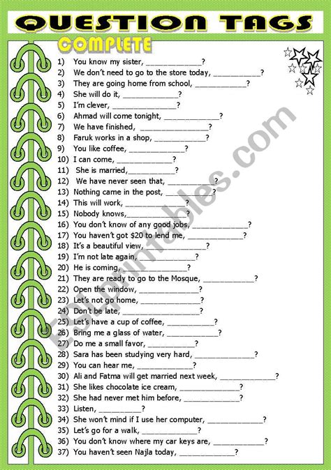 Image result for ESL Question Tags Grammar Lesson Plan