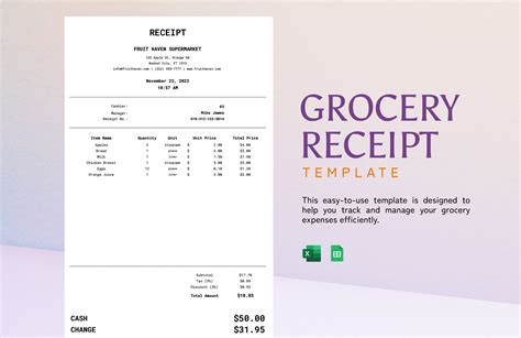 Petty Cash Receipt Template in Excel, Google Sheets - Download ...