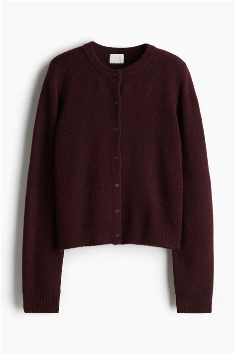 Knit Cardigan - Burgundy - Ladies | H&M US