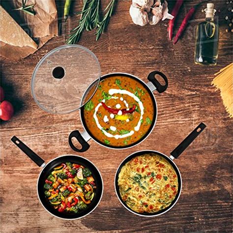 Butterfly Rapid Non Stick Cookware 3 Pcs Set Induction Base,Aluminium, Red