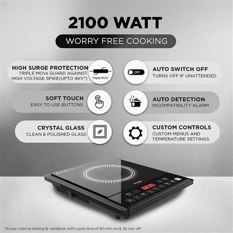 Buy Preethi 2100-Watt Induction Cooktop with Crystal Glass