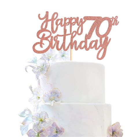 Unimall Rose Gold Glitter 70th Happy Birthday Cake India | Ubuy