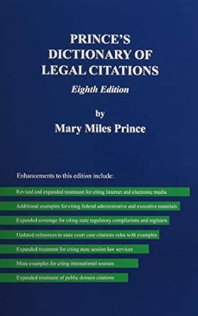 Buy Prince's Dictionary of Legal Citations: A Reference Guide for ...