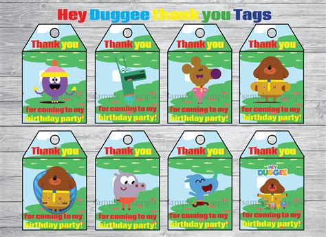 Instant Download Hey Duggee Thank You Tags Hey Duggee - Etsy UK