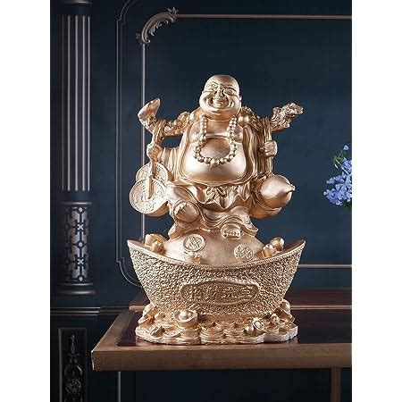 Buy THE WHITE INK DECOR Laughing Buddha Statue for Home – Gold Buddah ...