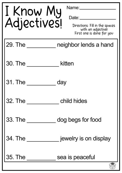 Enhance Your Grammar Skills with Engaging Adjective Worksheets