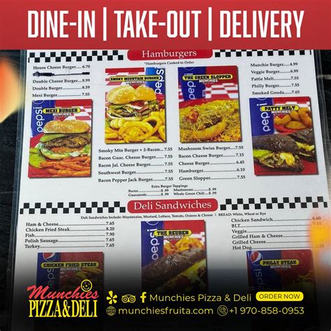 Menu at Munchies Pizza & Deli pizzeria, Fruita, 550 Kokopelli Dr