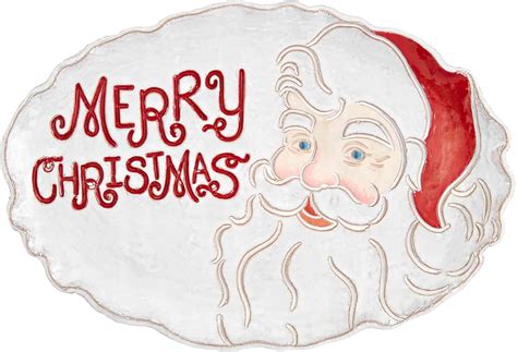Amazon.com | Mud Pie Merry Christmas Santa Platter, 11" x 16" Red: Platters