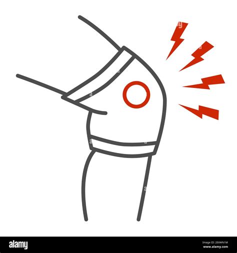 Knee pain thin line icon, Body pain concept, Discomfort in joint leg sign on white background ...