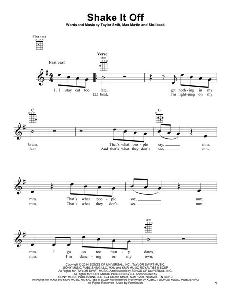 Shake It Off sheet music by Taylor Swift (Ukulele – 155702)