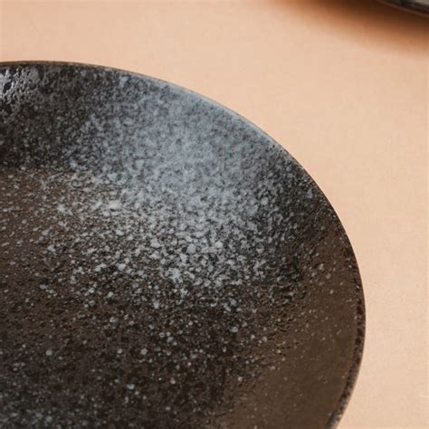 Onyx Finish Stoneware Snack Plate Black 8 Inch