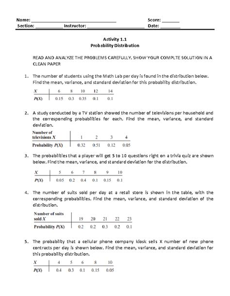 Image result for Probability Distribution Exercise