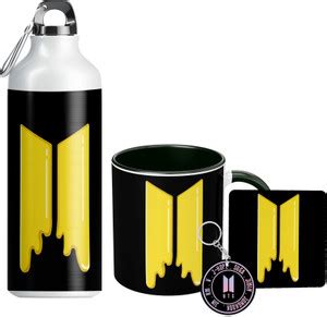 NH10 DESIGNS BTS Printed Sipper Water Bottle, Cup and Coaster, Keychain ...