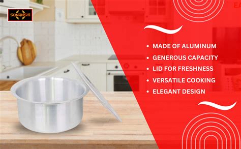 Buy Sonanshi Aluminium Patila/Bhagona/Tapeli/Handi/Pot with LID (20 ...