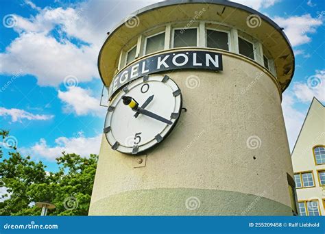 Close Up of Tower with Indicator Showing Low Water Level of Rhine River - Cologne, Germany Stock ...