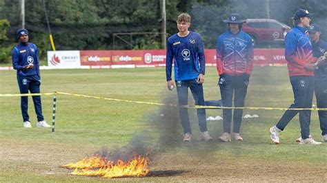 Bizarre! Pitch Set On Fire By Ground Staff After Rain Before Start Of ...