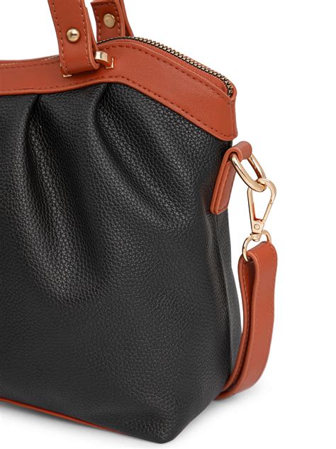 Black Solid Two Handles Detachable Casual Sling Bag – Berrylush