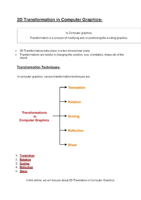 Unit I H 2D 3D Transformations Homogenous Coordinates - 2D ...