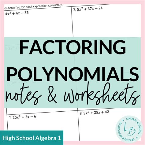 Factoring Polynomials Notes and Worksheets - Lindsay Bowden ...