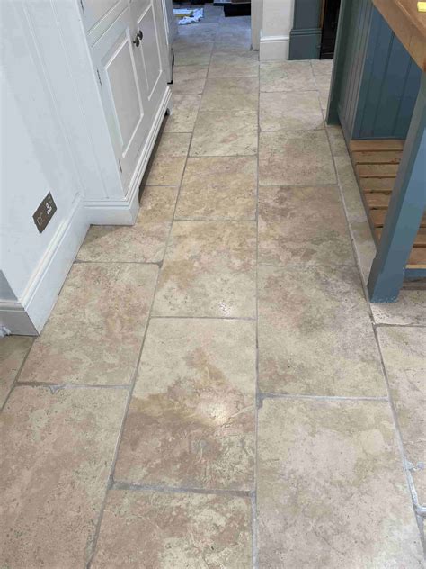 20 Year Old Travertine Tiled Floor Deep Cleaned, Filled, Burnished and ...