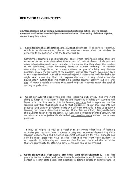 Image result for Behavioral Objectives Examples
