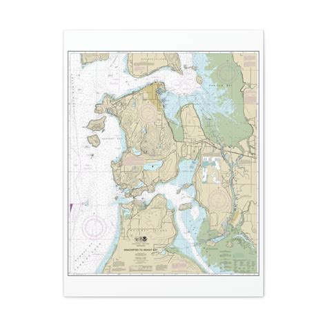 NOAA Nautical Chart 18427 Wrapped Canvas Anacortes to Skagit Bay