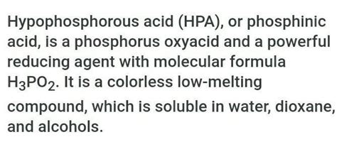 hypophosphorus acid h3 po2 is - Brainly.in