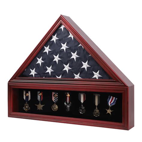 Veteran Burial Flag Display Case, Solid Wood Memorial Frame, Fits 5'x9 ...