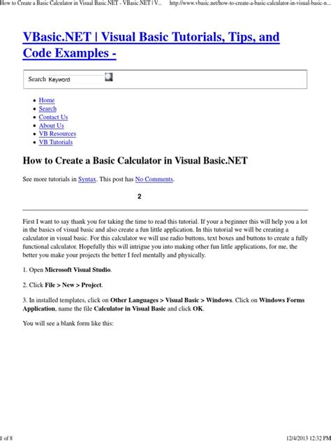 Image result for Visual Basic Calculator Code PDF