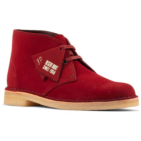 CLARKS ORIGINALS Women's Suede Desert Boots in Cherry