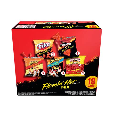 Frito-Lay Flamin' Hot Mix Variety Pack Snack Chips, 18 Count Multipack ...